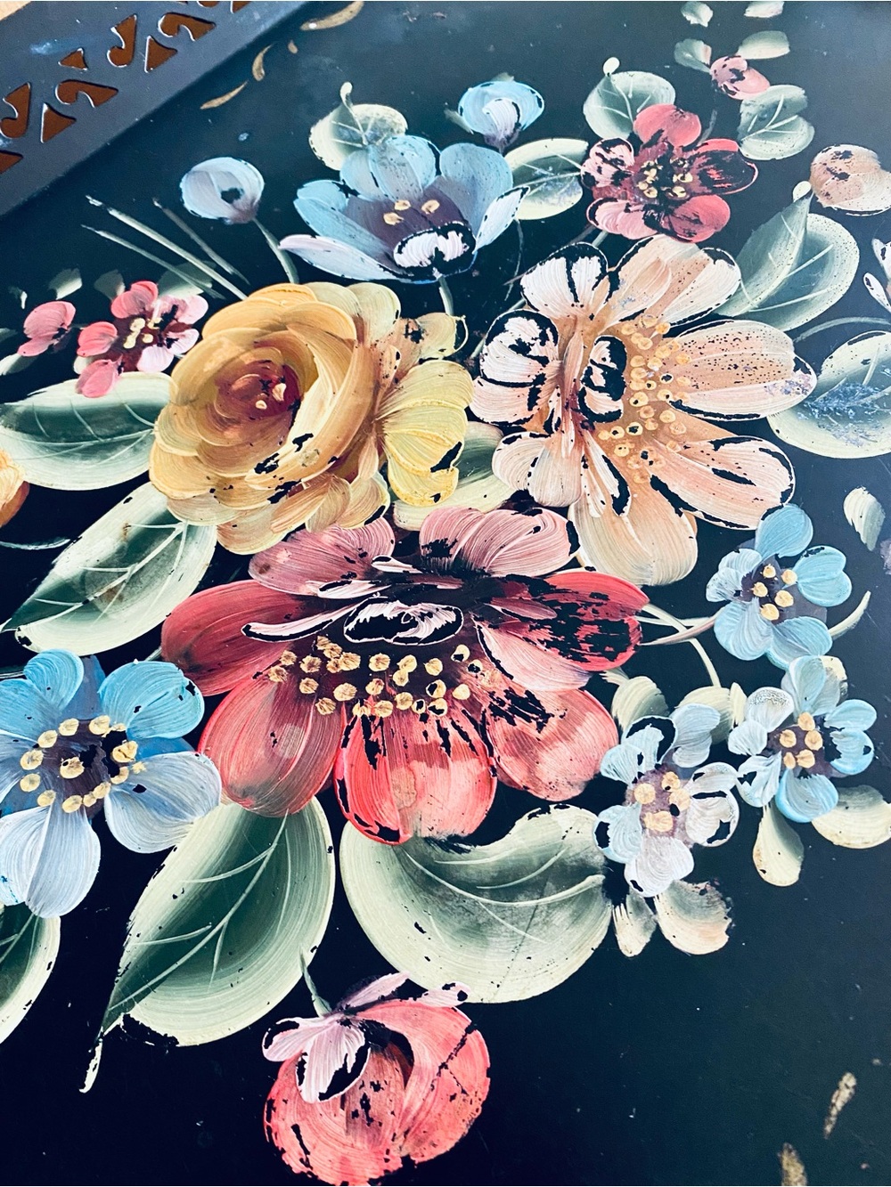 50’s Large Hand Painted Metal Tray - Picture 5 of 8